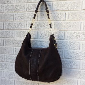 Tory Burch Dark Brown Shearling Bag
